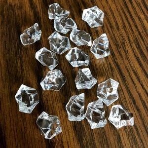 Shoe box of acrylic ice beads